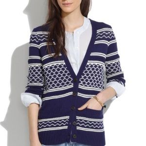 Madewell blue and white cardigan